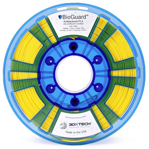 3D Xtech PLA8010750YL1 Bioguard Antibacterial Filament PLA 1.75mm 750g Gelb 1St.