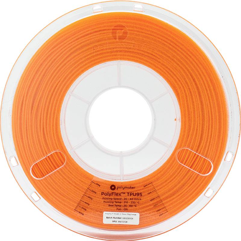 Polymaker PD01006 PolyFlex TPU-95A Filament TPU flexibel 1.75mm 750g Orange 1St.