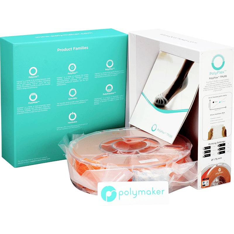 Polymaker PD01006 PolyFlex TPU-95A Filament TPU flexibel 1.75mm 750g Orange 1St.