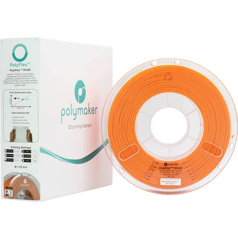 Polymaker PD01006 PolyFlex TPU-95A Filament TPU flexibel 1.75mm 750g Orange 1St.