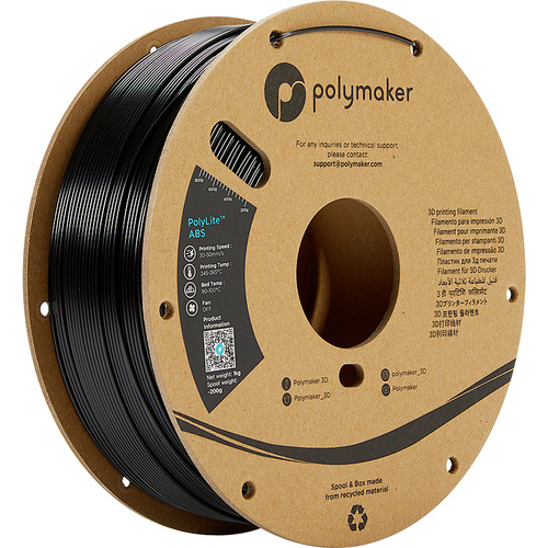 Polymaker PE01001 PolyLite Filament ABS geruchsarm 1.75mm 1000g Schwarz 1St.
