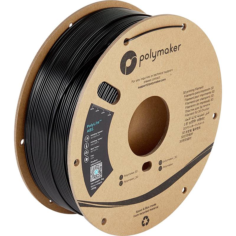 Polymaker PE01001 PolyLite Filament ABS geruchsarm 1.75mm 1000g Schwarz 1St.