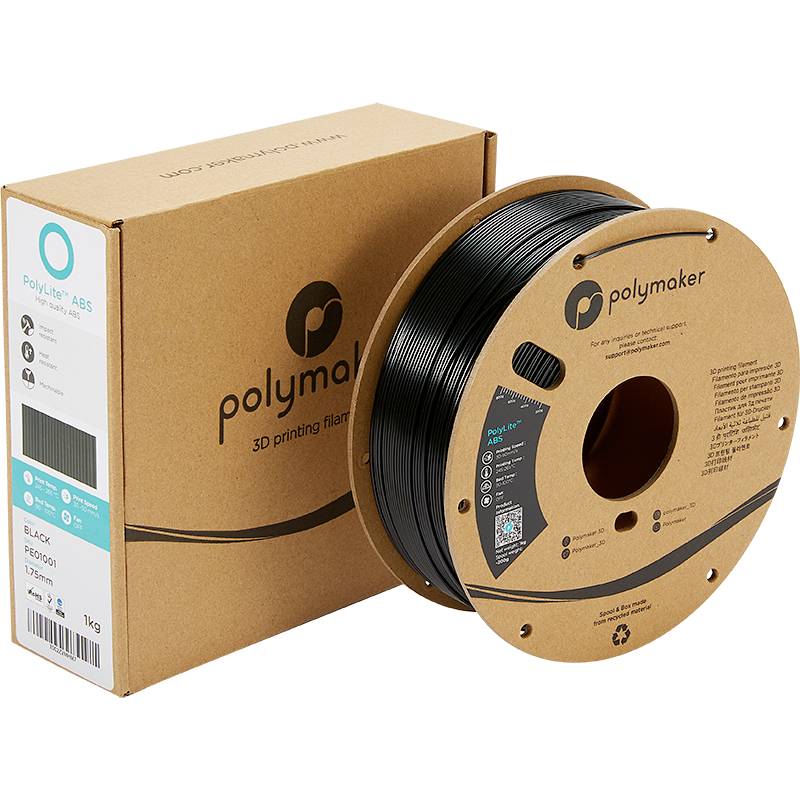 Polymaker PE01001 PolyLite Filament ABS geruchsarm 1.75 mm 1000 g Schwarz 1 St.