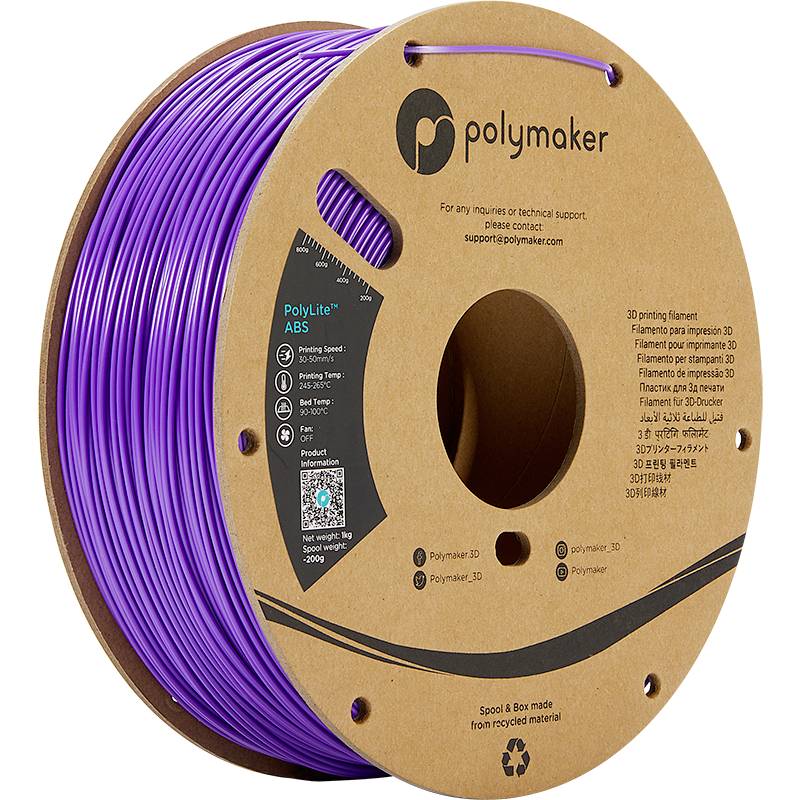 Polymaker PE01008 PolyLite Filament ABS geruchsarm 1.75 mm 1000 g Lila 1 St.