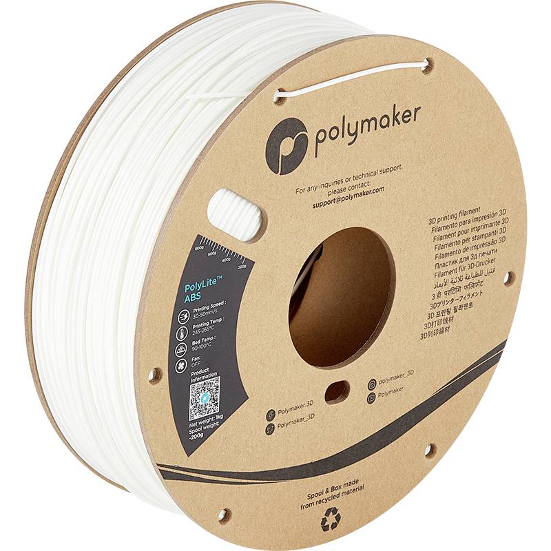 Polymaker PE01002 PolyLite Filament ABS geruchsarm 1.75mm 1000g Weiß 1St.