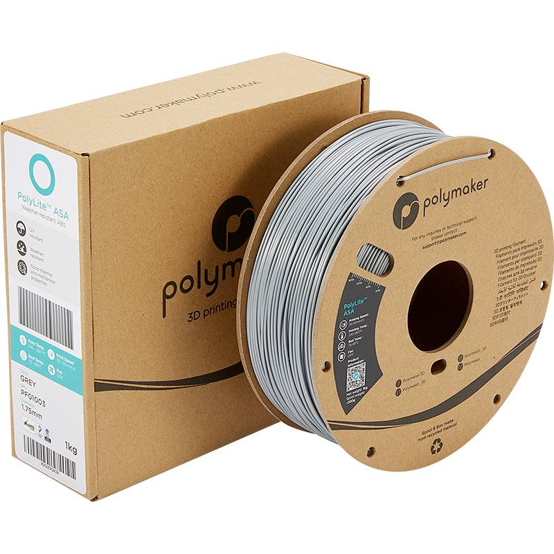 Polymaker PF01003 PolyLite Filament ASA UV-beständig, witterungsbeständig, hitzebeständig 1.75mm 1000g Grau 1St.