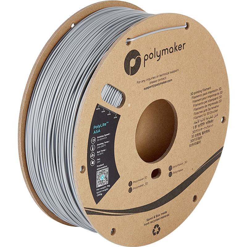 Polymaker PF01003 PolyLite Filament ASA UV-beständig, witterungsbeständig, hitzebeständig 1.75mm 1000g Grau 1St.