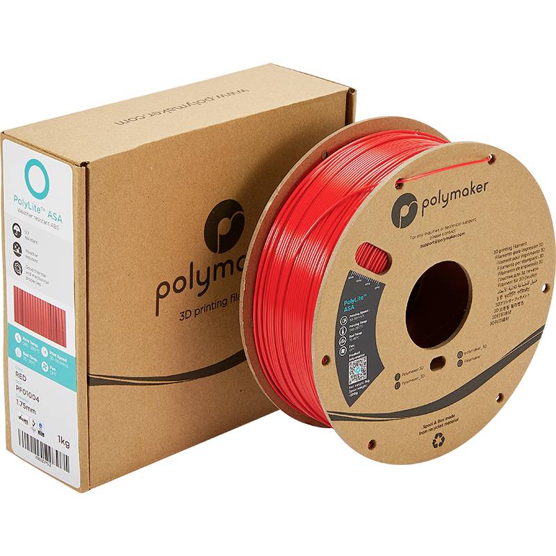 Polymaker PF01004 PolyLite Filament ASA UV-beständig, witterungsbeständig, hitzebeständig 1.75mm 1000g Rot 1St.