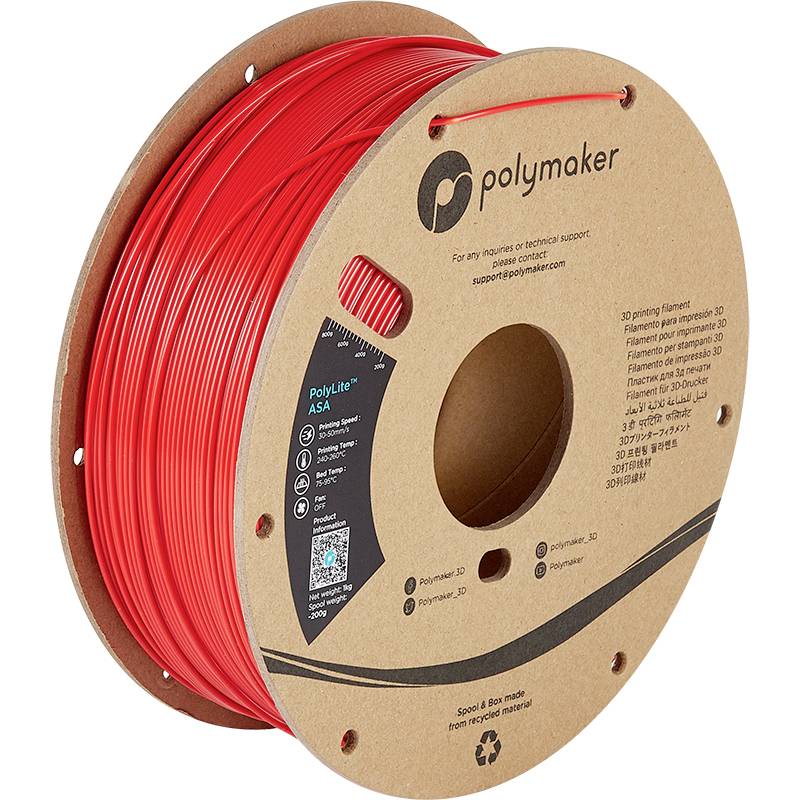 Polymaker PF01004 PolyLite Filament ASA UV-beständig, witterungsbeständig, hitzebeständig 1.75mm 1000g Rot 1St.