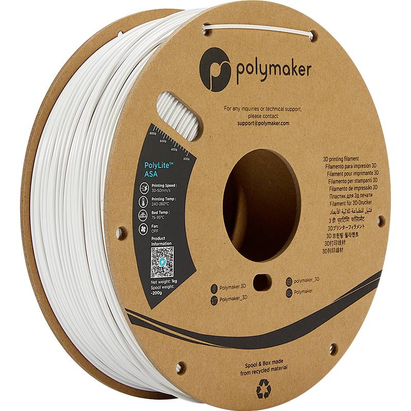 3D-Drucker-Filament von Polymaker in natürlichem Farbton, ASA-Material, auf einer runden Spule. Ideal für vielseitige Druckprojekte.
