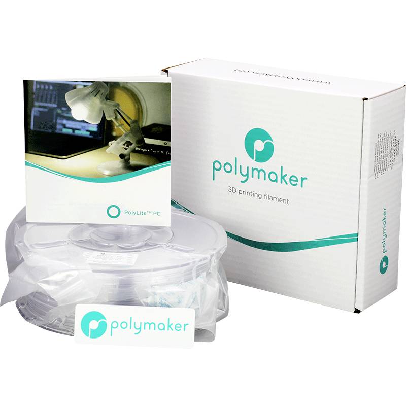 Polymaker PC01002 PolyLite Filament PC (Polycarbonat) hohe Steifigkeit, hitzebeständig 2.85mm 1000g Transparent 1St.