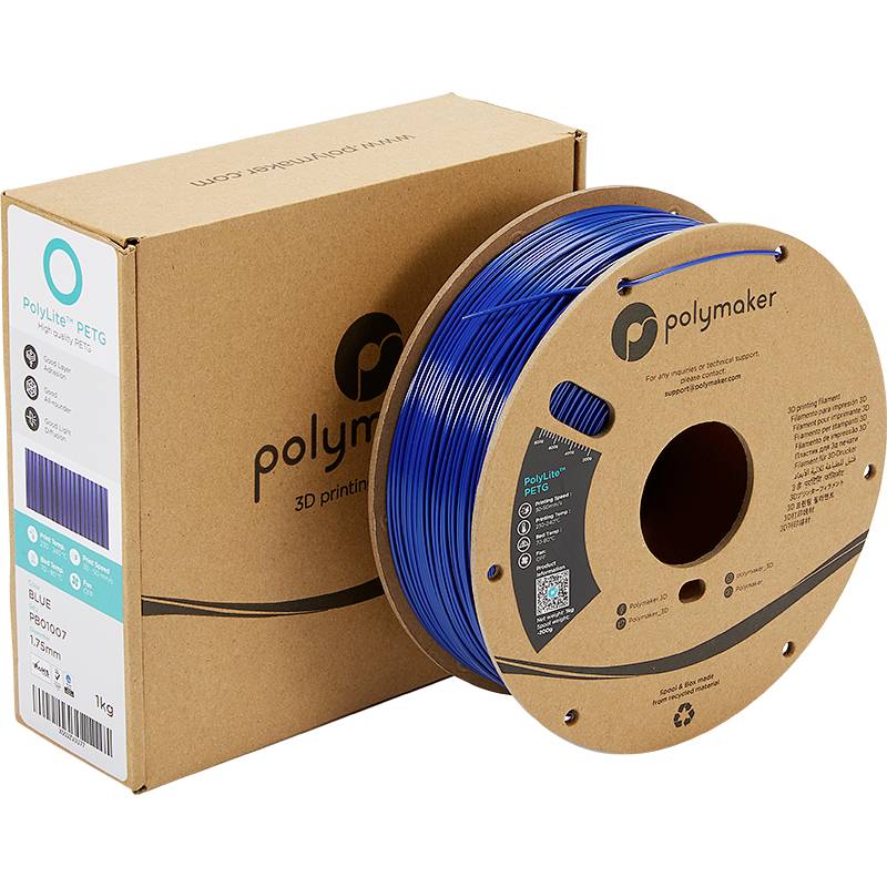 Polymaker PB01007 PolyLite Filament PETG hitzebeständig, hohe Zugfestigkeit 1.75 mm 1000 g Blau 1 S