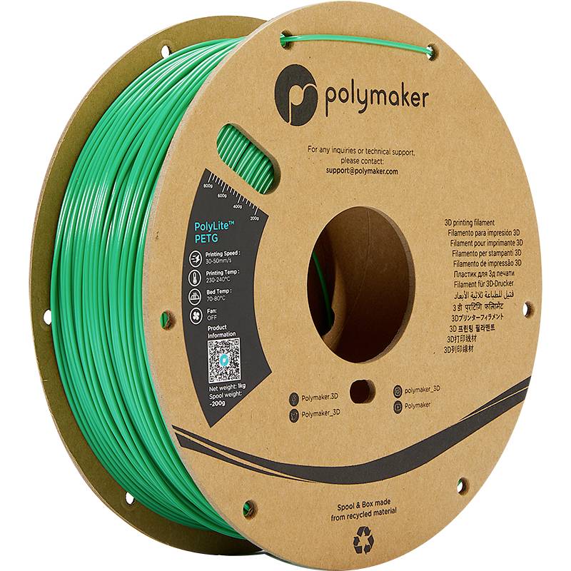 Polymaker PB01005 PolyLite Filament PETG hitzebeständig, hohe Zugfestigkeit 1.75mm 1000g Grün 1St.