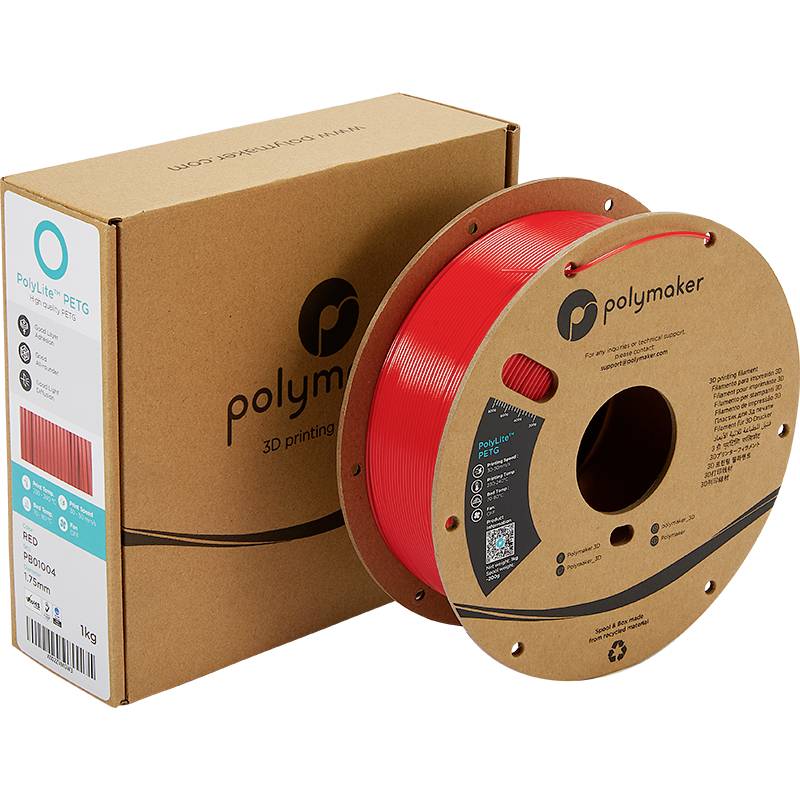 Polymaker PB01004 PolyLite Filament PETG hitzebeständig, hohe Zugfestigkeit 1.75mm 1000g Rot 1St.