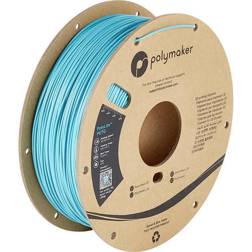 Polymaker PB01010 PolyLite Filament PETG hitzebeständig, hohe Zugfestigkeit 1.75 mm 1000 g Türkis 1