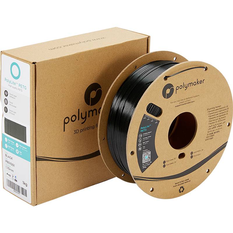 Polymaker PB01014 PolyLite Filament PETG hitzebeständig, hohe Zugfestigkeit 2.85mm 1000g Schwarz 1St.