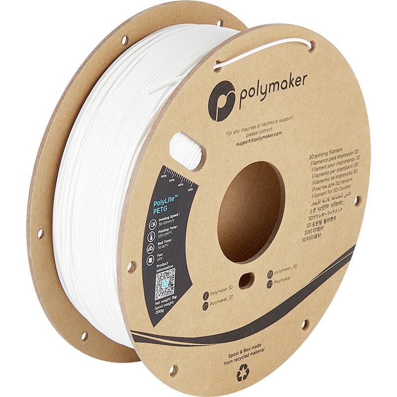 Polymaker PB01015 PolyLite Filament PETG hitzebeständig, hohe Zugfestigkeit 2.85 mm 1000 g Weiß 1 S