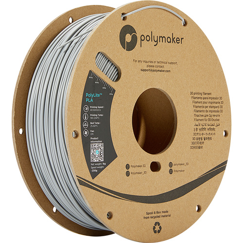 Polymaker PA02003 PolyLite Filament PLA 1.75mm 1000g Grau 1St.