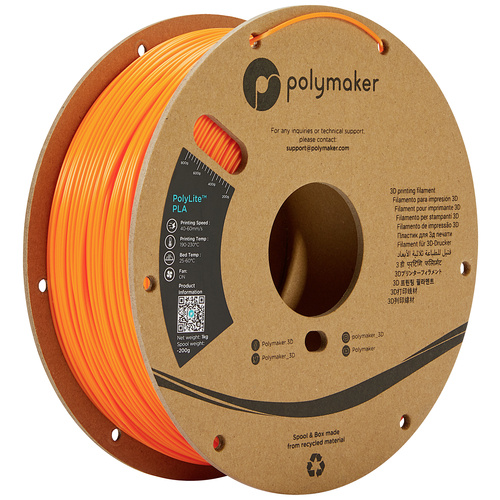 Polymaker PA02008 PolyLite Filament PLA 1.75mm 1000g Orange 1St.