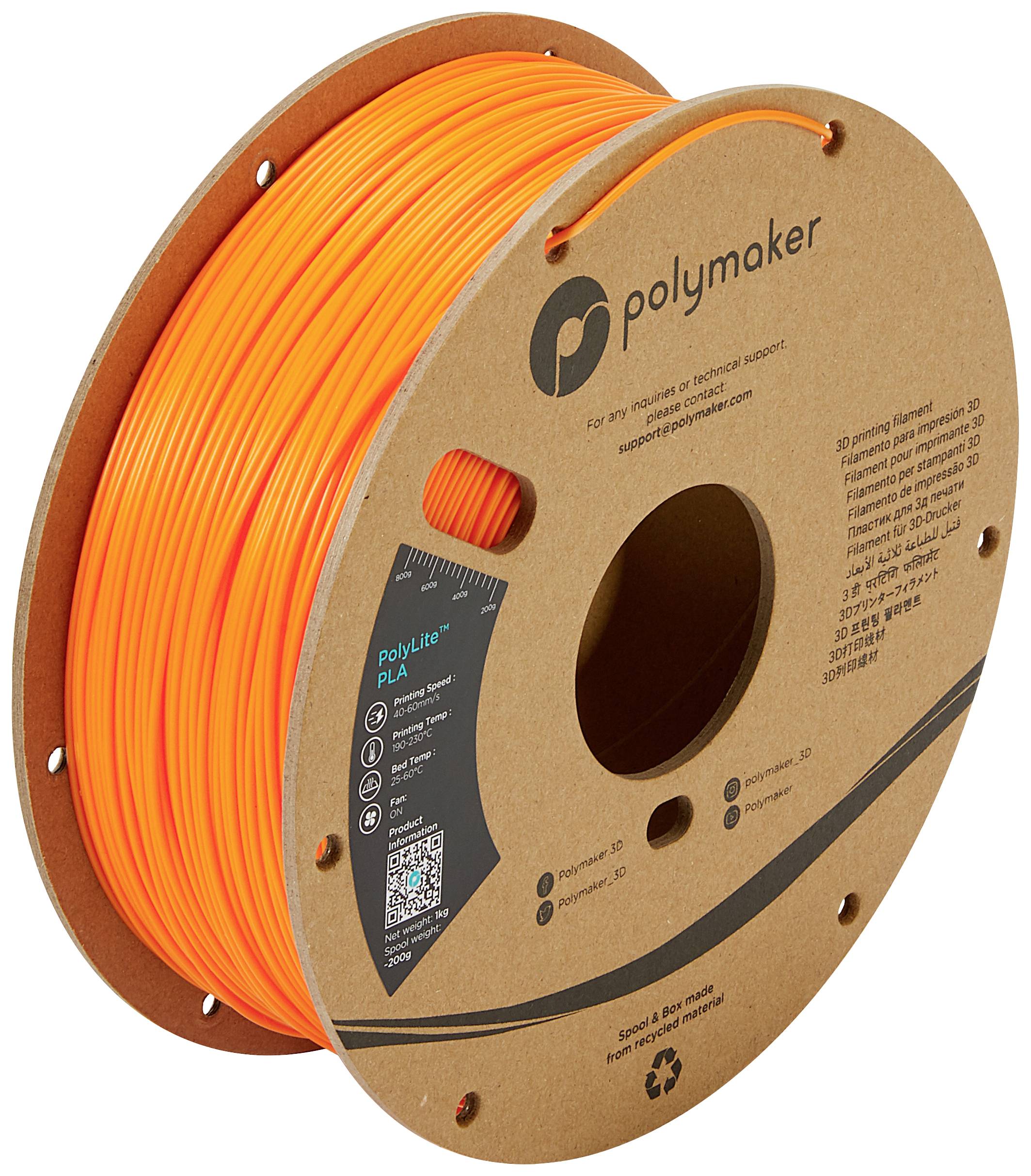 Polymaker PA02008 PolyLite Filament PLA 1.75mm 1000g Orange 1St.