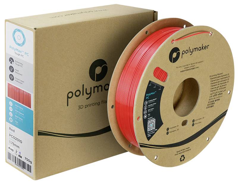 Polymaker PC02002 Polymax Tough Filament PC (Polycarbonat) hohe Steifigkeit, hitzebeständig, schlagfest 1.75mm 750g Weiß 1St.