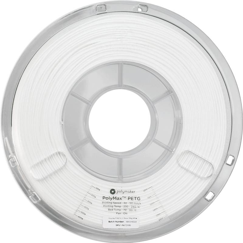Polymaker PB02002 PolyMAX Tough Filament PETG hohe Steifigkeit, hitzebeständig, schlagfest 1.75mm 750g Weiß 1St.