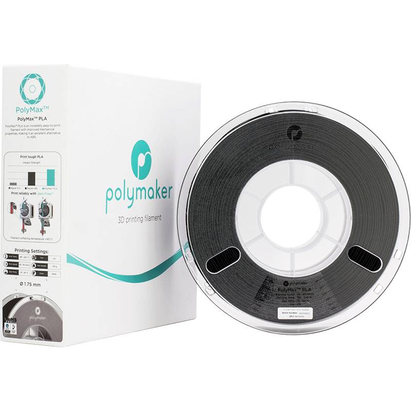 Polymaker PA06001 PolyMAX Tough Filament Tough PLA hohe Steifigkeit, hohe Zugfestigkeit, schlagfest 1.75mm 750g Schwarz 1St.