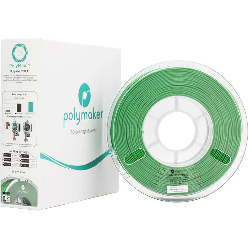 Polymaker PA06006 PolyMAX Tough Filament PLA hohe Steifigkeit, hohe Zugfestigkeit, schlagfest 1.75mm 750g Grün 1St.