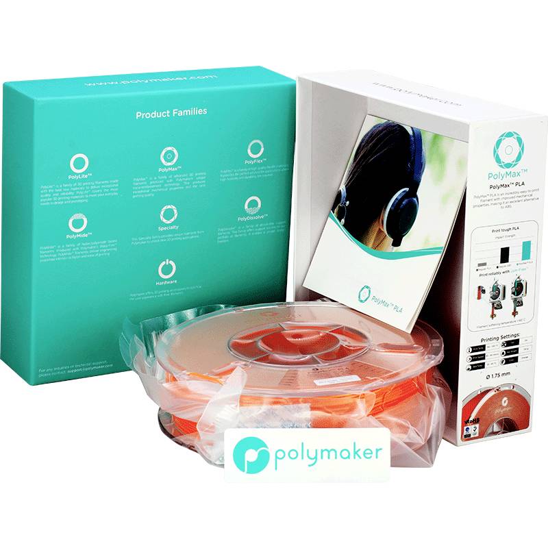 Polymaker PA06008 PolyMAX Tough Filament PLA hohe Steifigkeit, hohe Zugfestigkeit, schlagfest 1.75 mm 750 g Orange 1 St.