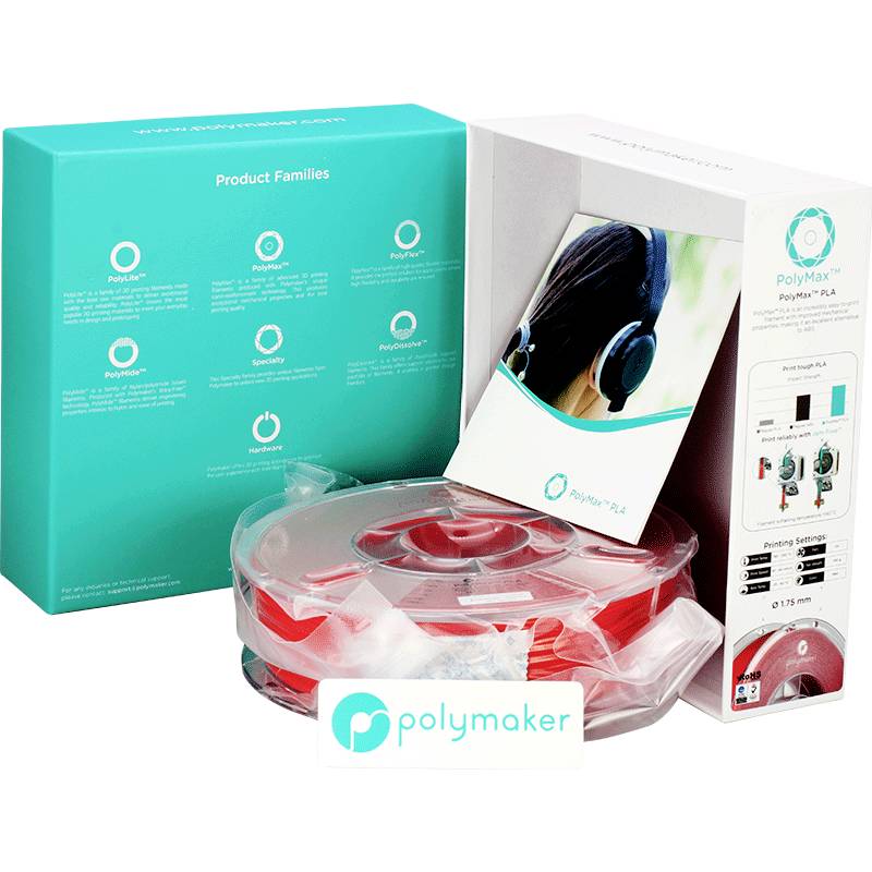 Polymaker PA06004 PolyMAX Tough Filament PLA hohe Steifigkeit, hohe Zugfestigkeit, schlagfest 1.75 mm 750 g Rot 1 St.