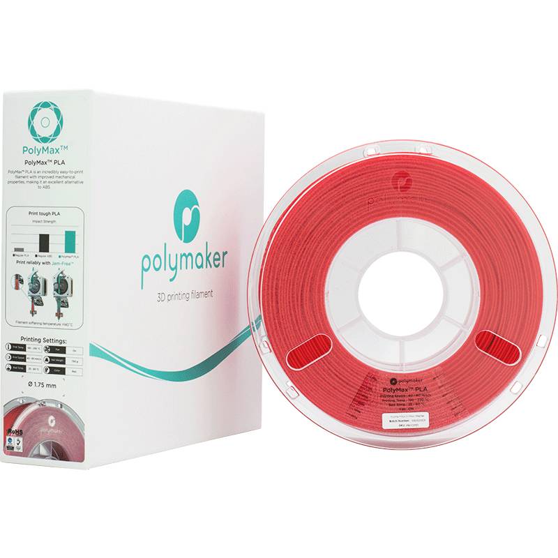 Polymaker PA06004 PolyMAX Tough Filament PLA hohe Steifigkeit, hohe Zugfestigkeit, schlagfest 1.75 mm 750 g Rot 1 St.