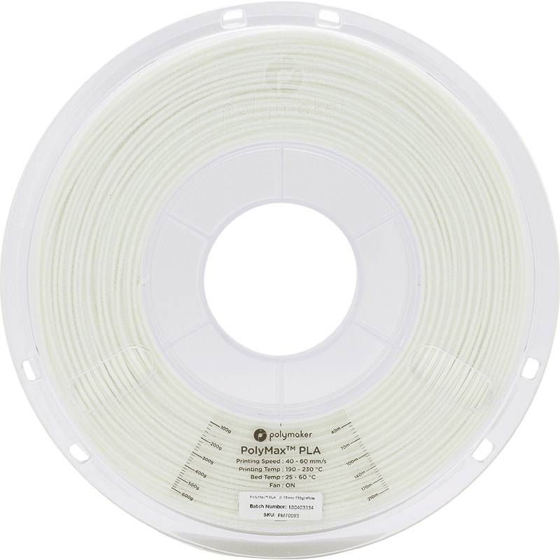 Polymaker PA06002 PolyMAX Tough Filament PLA hohe Steifigkeit, hohe Zugfestigkeit, schlagfest 1.75mm 750g Weiß 1St.