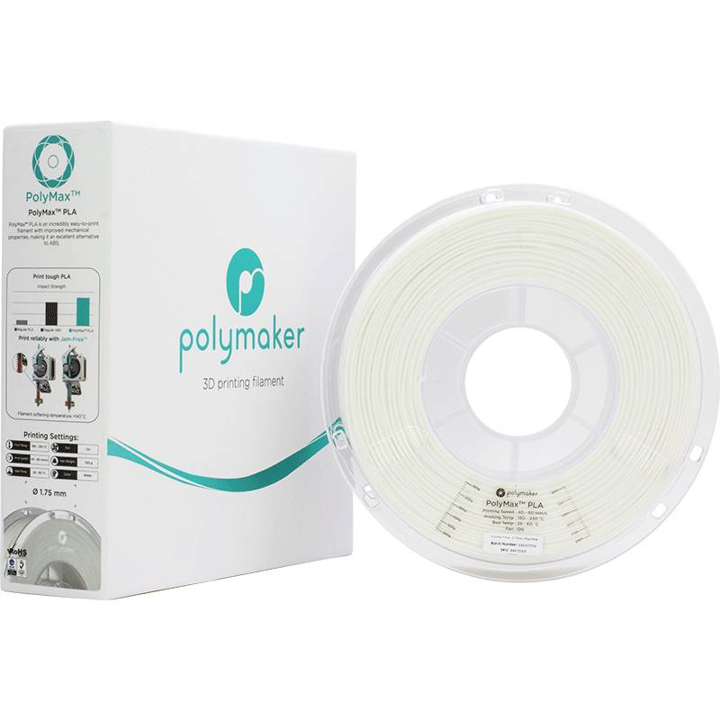 Polymaker PA06002 PolyMAX Tough Filament PLA hohe Steifigkeit, hohe Zugfestigkeit, schlagfest 1.75mm 750g Weiß 1St.