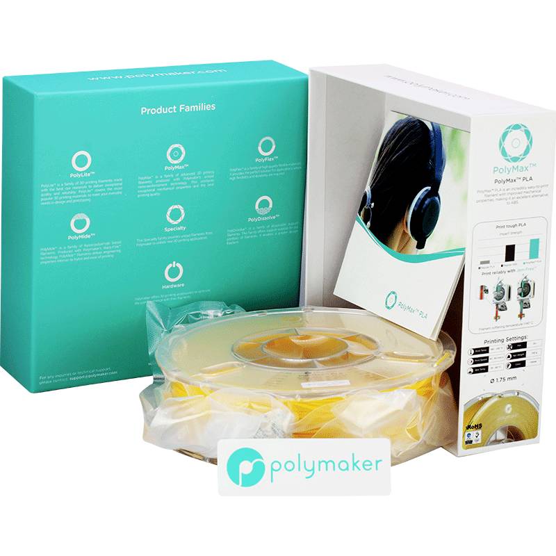 Polymaker PA06007 PolyMAX Tough Filament PLA hohe Steifigkeit, hohe Zugfestigkeit, schlagfest 1.75 mm 750 g Gelb 1 St.