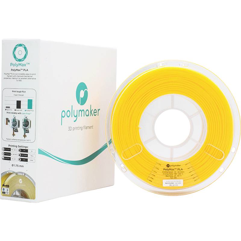 Polymaker PA06007 PolyMAX Tough Filament PLA hohe Steifigkeit, hohe Zugfestigkeit, schlagfest 1.75 mm 750 g Gelb 1 St.