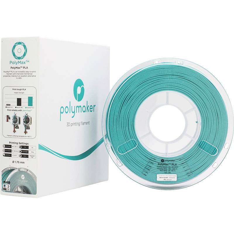 Polymaker PA06020 PolyMAX Tough Filament Tough PLA hohe Steifigkeit, hohe Zugfestigkeit, schlagfest 2.85mm 750g Türkis 1St.