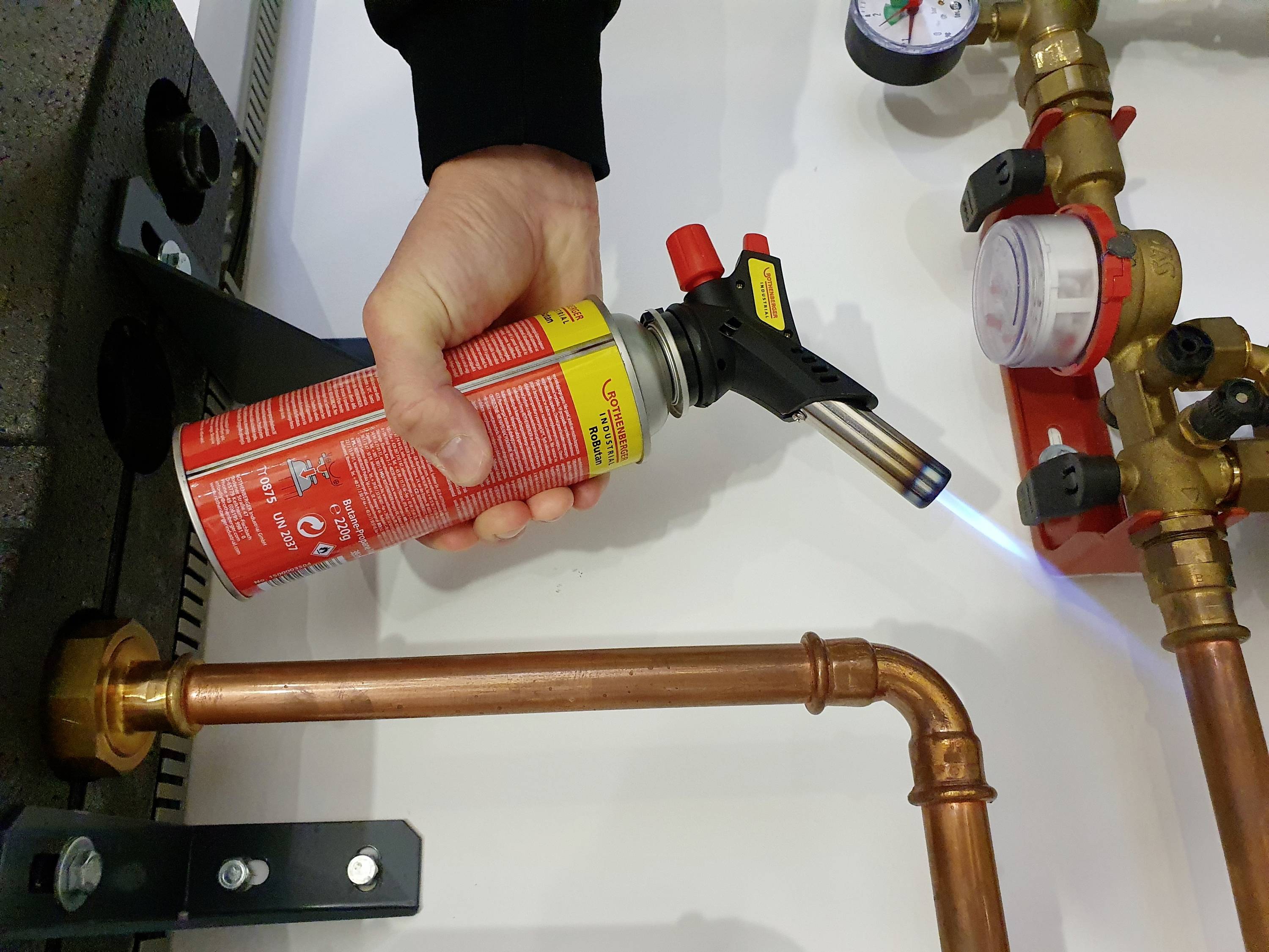 Rothenberger Industrial 1000003307 Gasbrenner inkl. Piezozünder, inkl. Gasflasche 1 Set