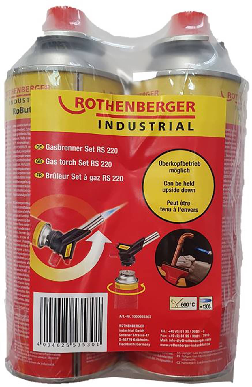 Rothenberger Industrial 1000003307 Gasbrenner inkl. Piezozünder, inkl. Gasflasche 1 Set