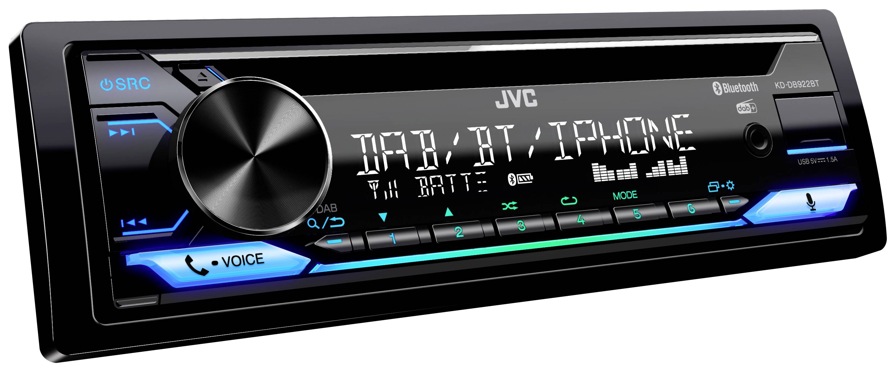 JVC KD-DB922BT Autoradio DAB+ Tuner, Anschluss für Lenkradfernbedienung, Bluetooth®-Freisprecheinri