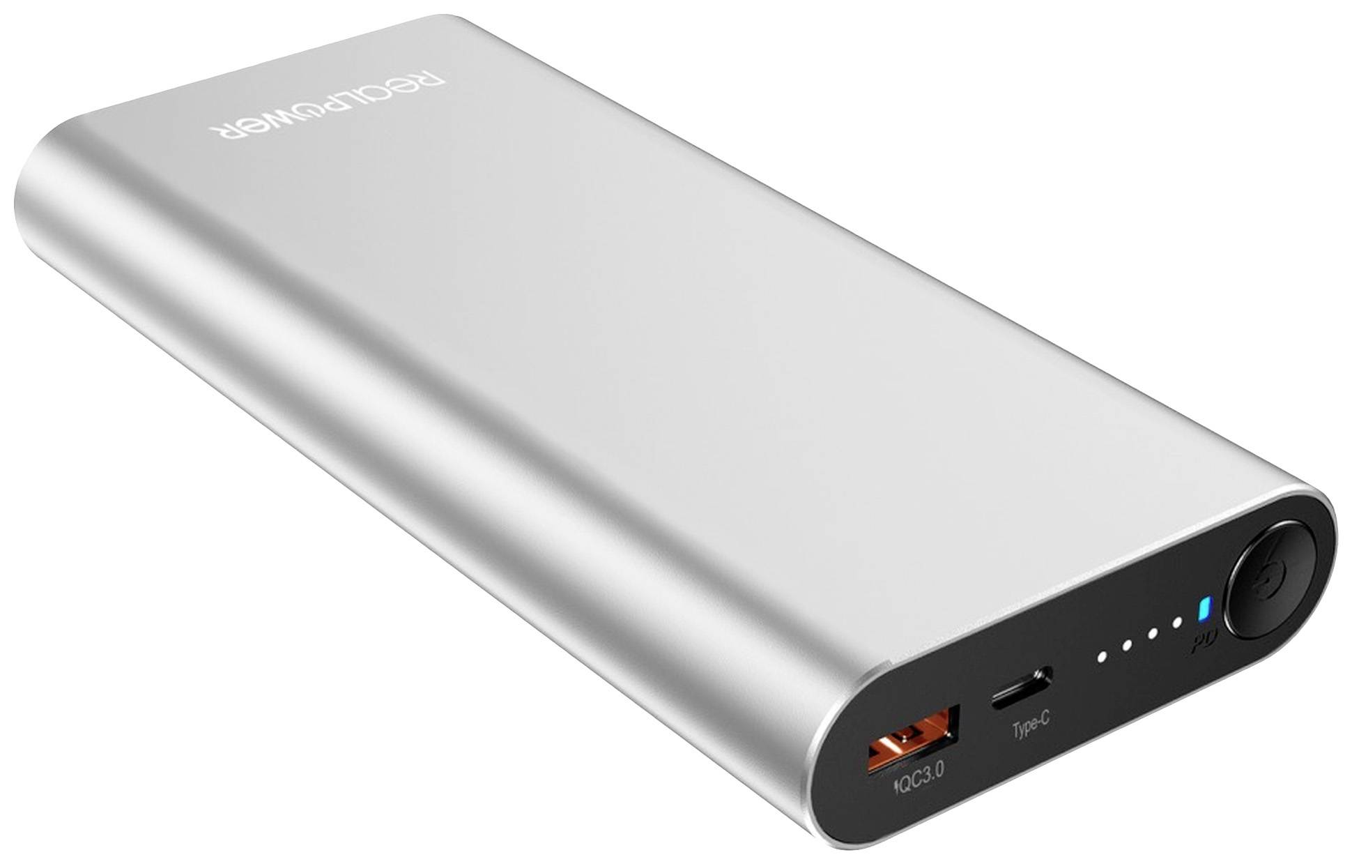 RealPower PB-20000 PD Pro Powerpack Powerbank 20000 mAh Li-Ion USB-C®, USB-A (USB 3.0) Silber