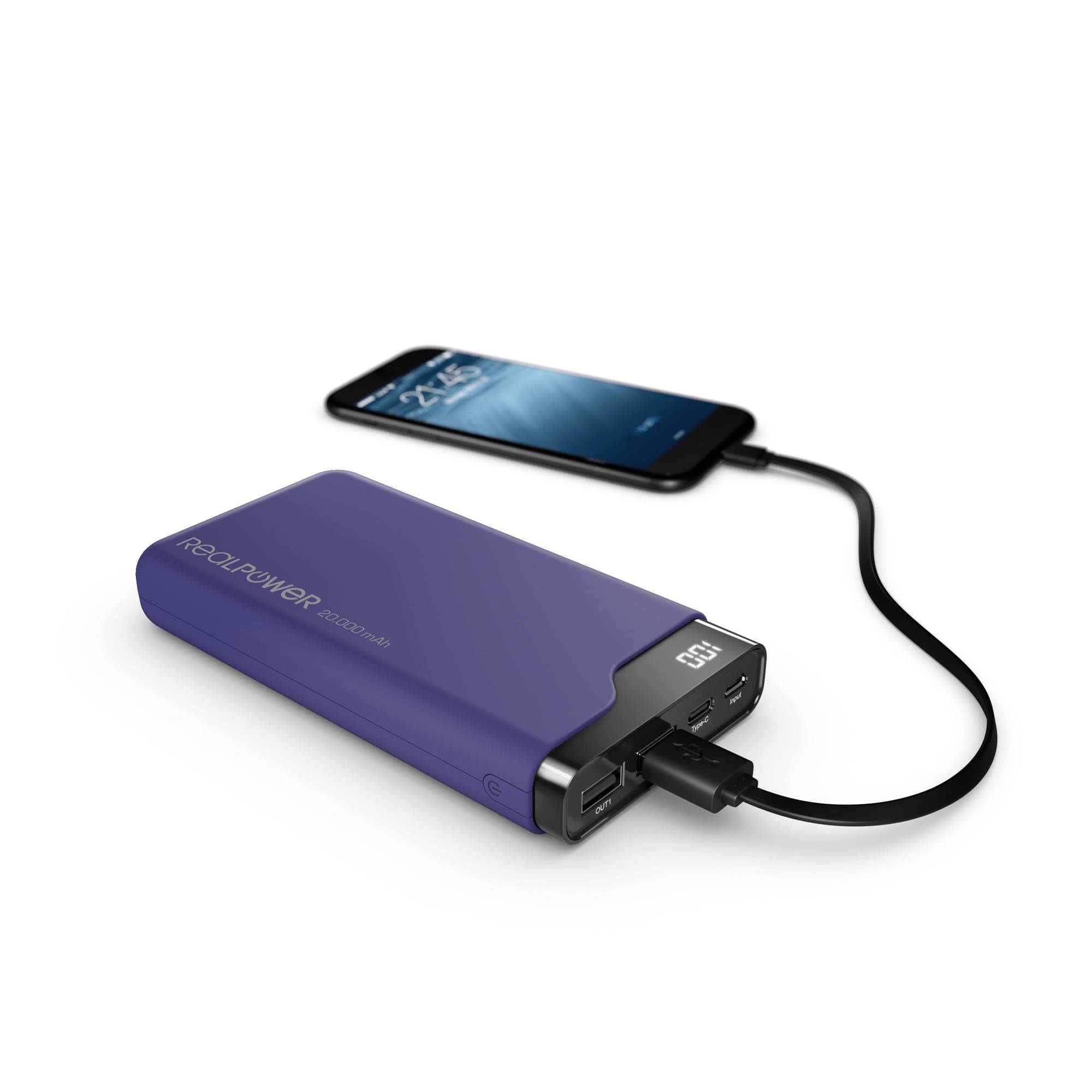 RealPower PB-15000C Powerbank 15000 mAh Li-Ion USB, USB-C® Navy-Blau