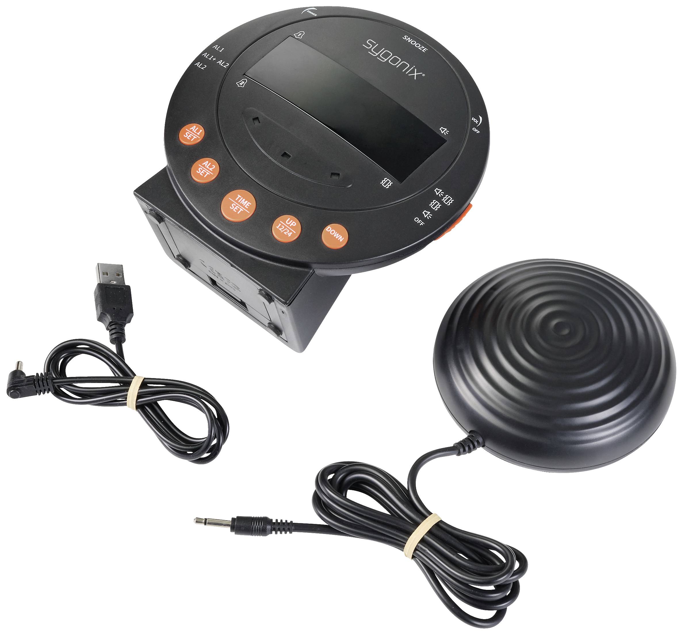 Sygonix SY-5266562 Elektronik Wecker Schwarz Fluoreszierend Zahlen 2 Timerzeiten