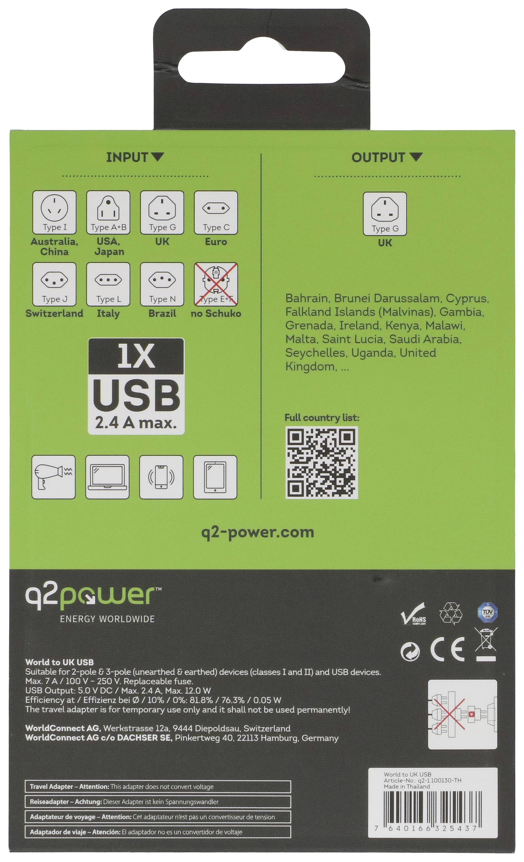 Q2 Power 165444 Reiseadapter