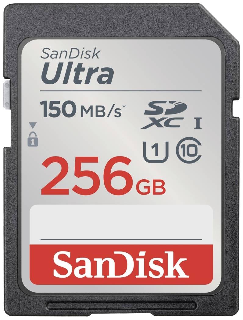 SanDisk SDXC Ultra 256GB (Class 10/UHS-I/150MB/s) SDXC-Karte 256 GB UHS-Class 1 Wasserdicht, stoßsi