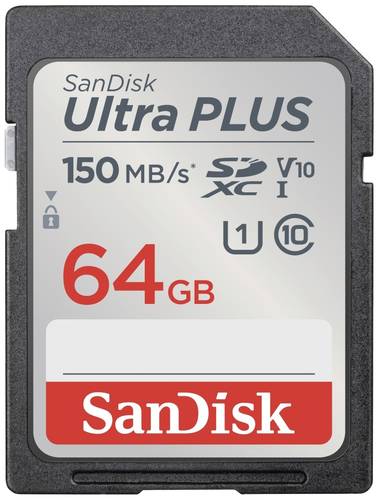 SanDisk SDXC Ultra PLUS 64GB (Class10 V10 UHS I 150MB s) SDXC Karte 64GB Class 10, UHS Class 1  - Onlineshop Voelkner