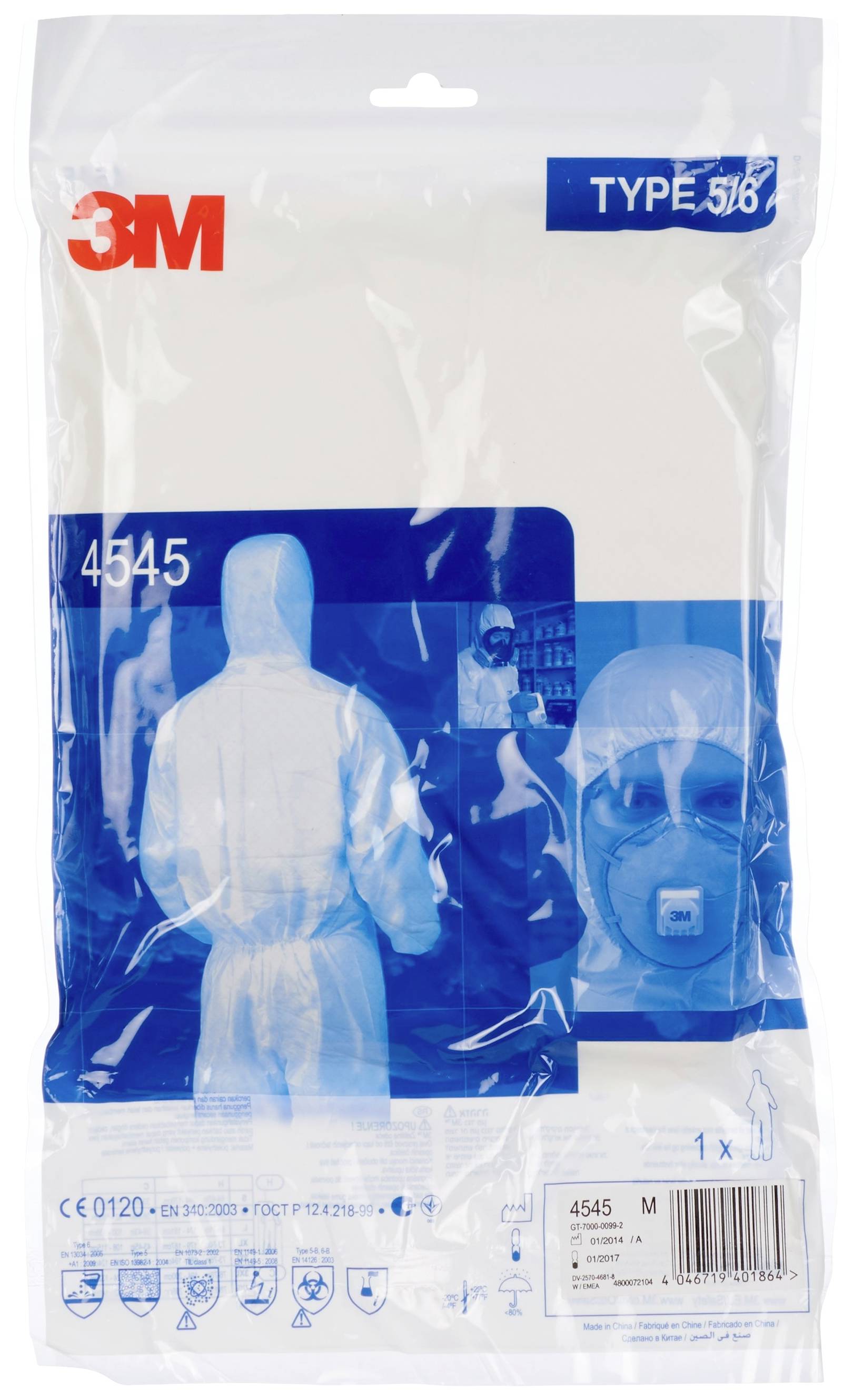 3M 4545L Schutzanzug 4545 Kleider-Größe: L Weiß