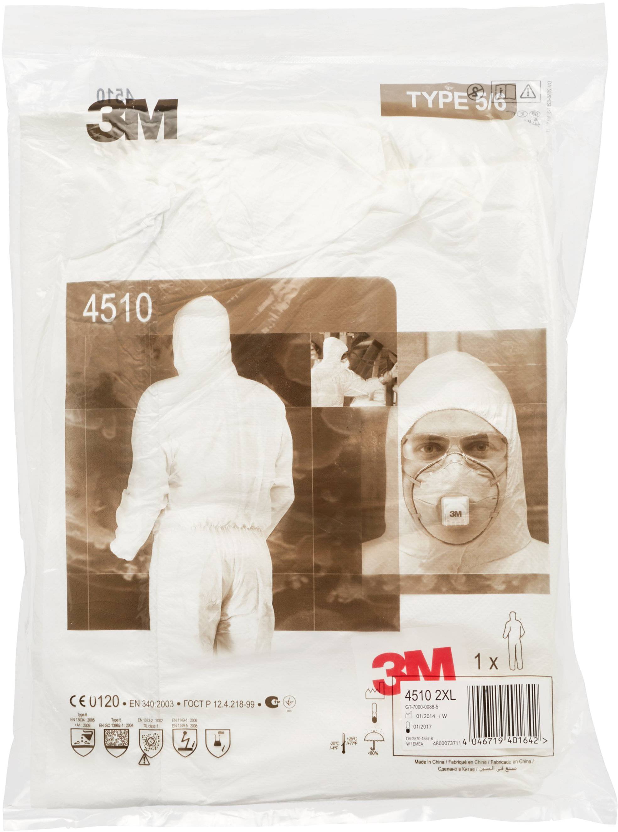 3M 45203XL Schutzanzug 4520 Kleider-Größe=XXXL Weiß