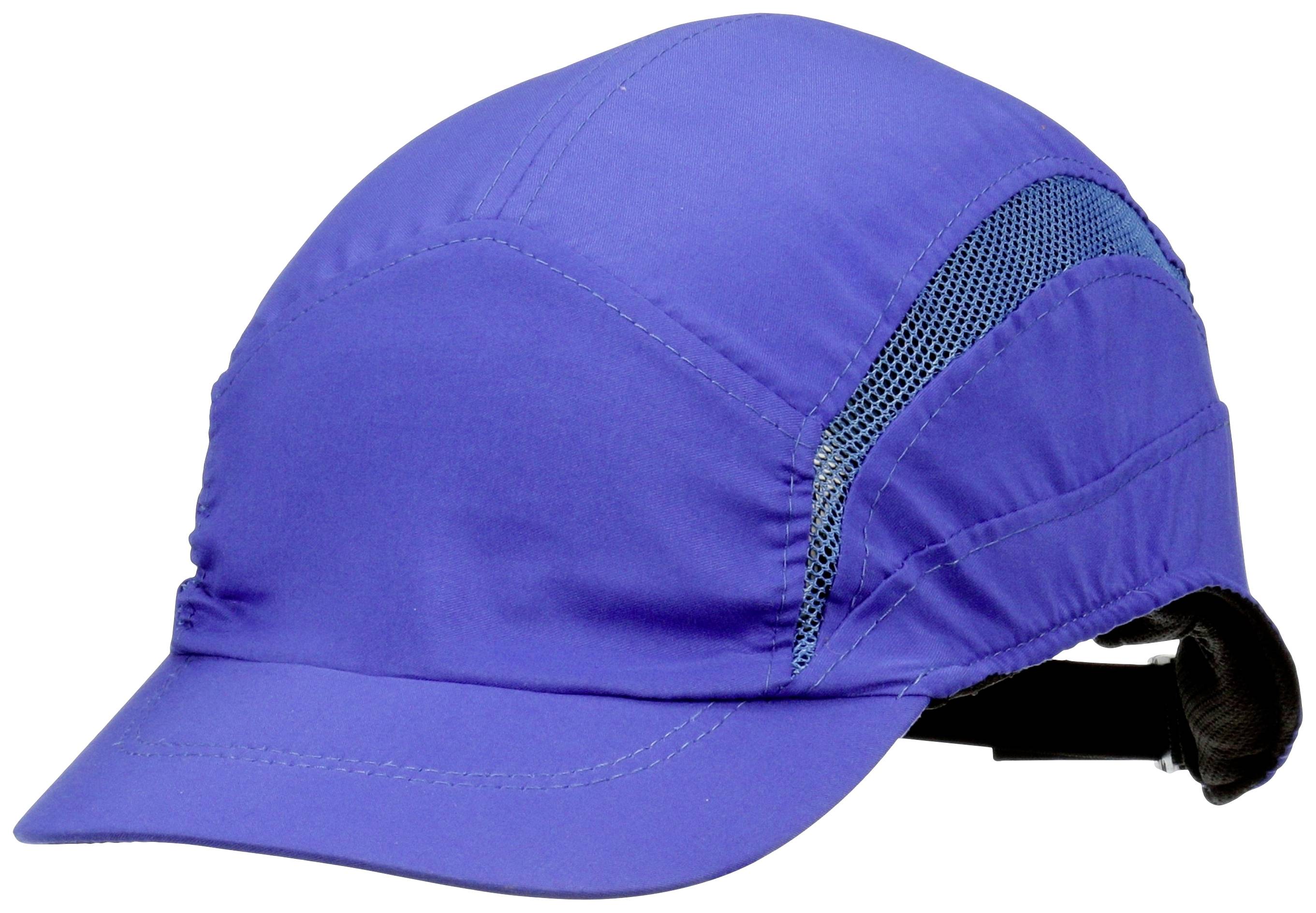 Blaues Baseballcap mit seitlichem Netzdetail, verstellbarem Verschluss hinten.