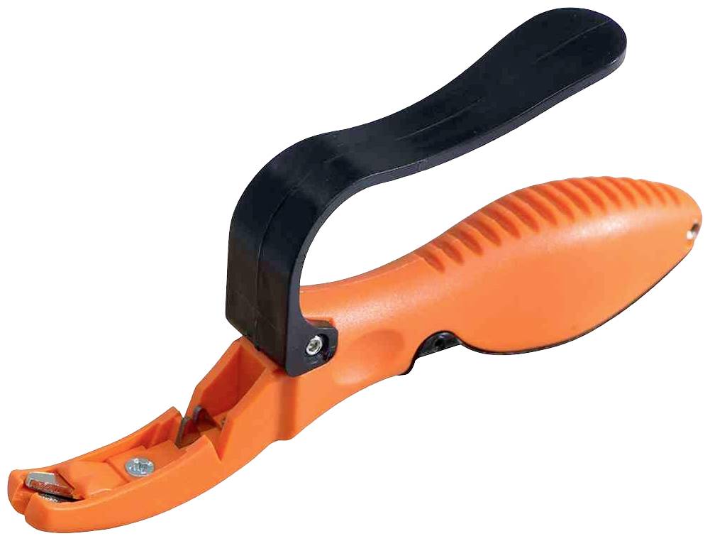 Ein orangefarbener Messer- oder Werkzeug-Schärfer mit schwarzem Griff, zur präzisen Klingenpflege.