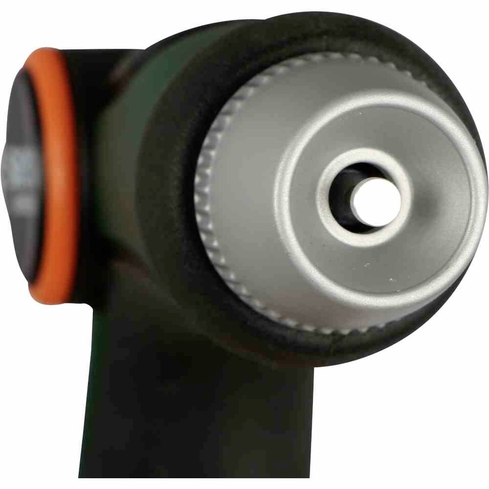 Nahaufnahme einer Kameraobjektiv oder Sensorvorrichtung mit rundem silbernem Element in der Mitte.